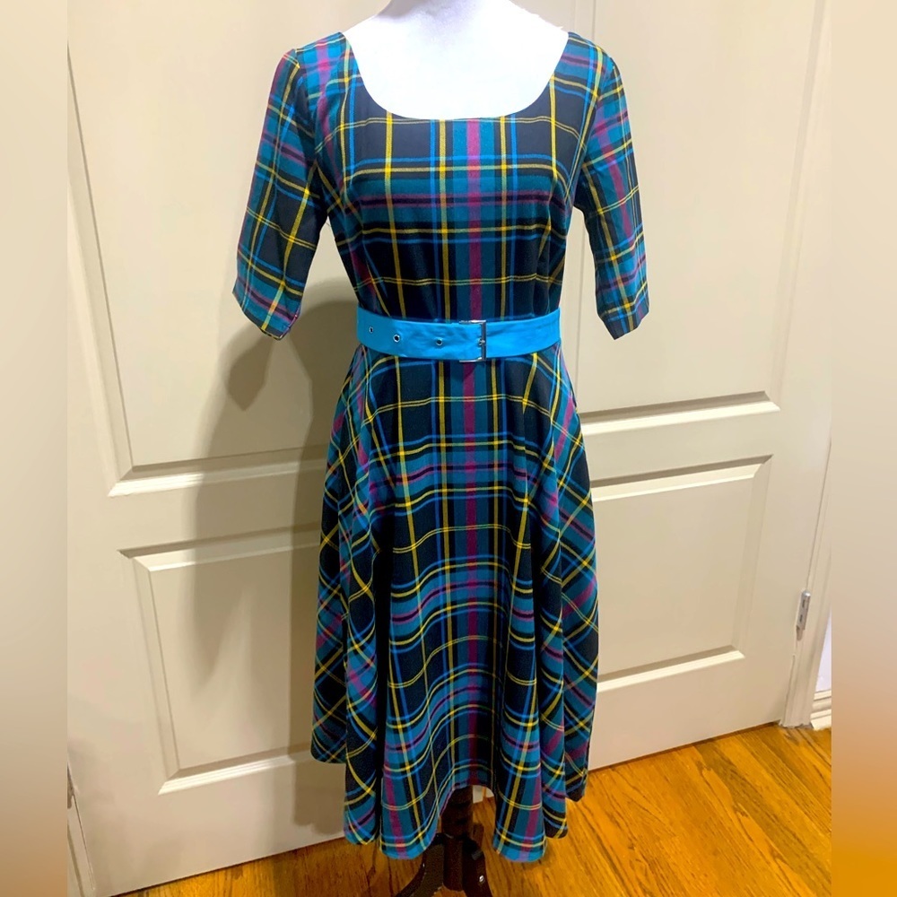 NWT!  Collectif/ModCloth “Amber Scholar” Plaid 3/4 Sleeve Dress 8